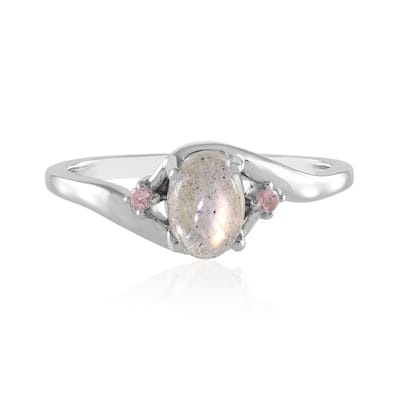Cavill - Zilveren Ring 925 Sterling - Roze Minary Labradoriet 0,83 ct & Roze Toermalijn 0,04 ct - Ovale Cabochon Comfort Ring - Madagaskar Edelsteen