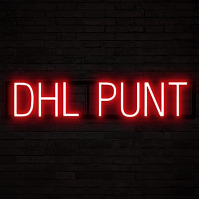 DHL PUNT - Lichtreclame Neon LED bord verlicht | SpellBrite | 74,99 x 16 cm | 6 Dimstanden & 8 Lichtanimaties | Reclamebord neon verlichting