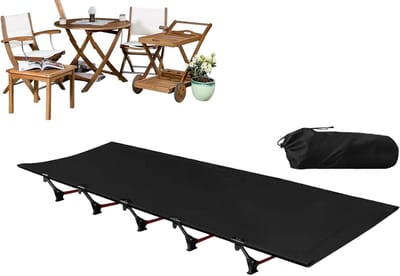 Camping Bed - Opklapbaar Logies - Outdoor Ontspanning - Gereedschapsloze Montage - 192x65cm - Zwart