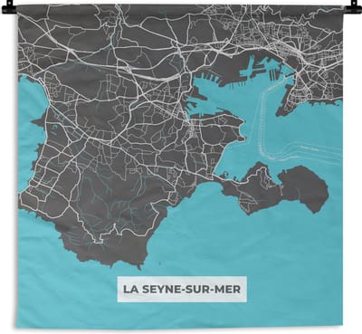 Wandkleed - Wanddoek - Plattegrond - La Seyne-sur-Mer - Frankrijk - Stadskaart - Kaart - 180x180 cm - Wandtapijt