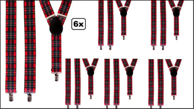 6x Bretel Schotse ruit luxe - Breed 3cm - Scottisch - Festival thema feest landen Schots