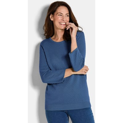 Tricot pullover met stippenmotief - koningsblauw - Gr. 19 van Goldner Fashion