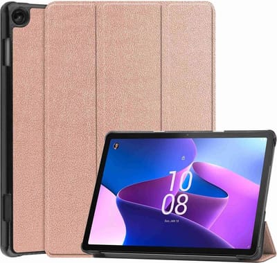 Tablethoes geschikt voor Lenovo Tab M10 Gen 3 Hoesje - Tri-Fold Book Case met Wake/Sleep - Rose Gold