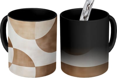 Magische Mok - Foto op Warmte Mokken - Koffiemok - Snijdende cirkels - Overlappende vlakken - Magic Mok - Beker - 350 ML - Theemok
