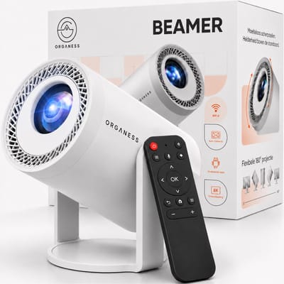 Organess Beamer - Home Cinema - 8k ondersteunend - Projector - besturingssysteem 14.0 - Projector Scherm - Wit