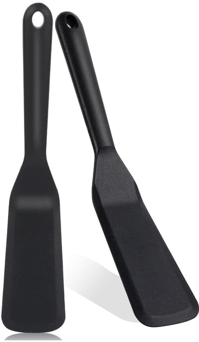 Dailygoods - Siliconen Spatels Set van 2 - Antiaanbak Kookspatels - Hittebestendig - Zwart - Pannenwender voor Bakken - Geschikt voor Omeletten en Ham...