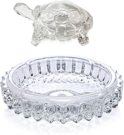 Glazen Kristal Schildpad met Vijverpot voor Feng Shui, Vastu en Geluk