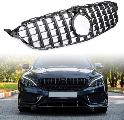 GT Grill Compatibel met Mercedes C klasse W205 2018-2021 Zwart met Camera