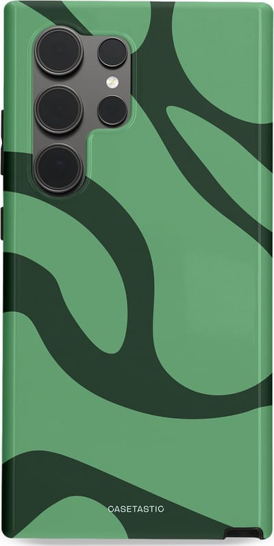 Casetastic hoesje geschikt voor Samsung Galaxy S24 Ultra - Dubbellaagse bescherming - Khakigroene Bos Blobs - Fashion Case - Saliegroen Donkergrijs