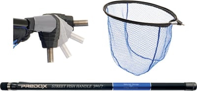 Predox Streetfish Kade Schepnet set - Schepnet- Steel & schepnet - Rubber - 380cm - Telescopisch - Kleur blauw en Zwart - Riem clip - Struinen - Roofvis