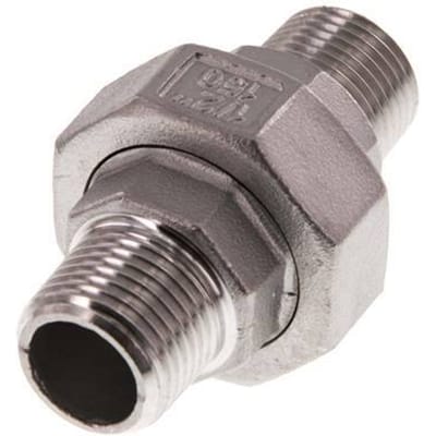 Rechte Aansluiting  R1/2'' RVS met Vlakke Afdichting PTFE 16bar