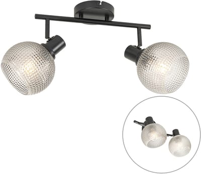 QAZQA chico - Design Wand en Plafondspot | Spotje | Opbouwspot - 2 lichts - L 50.5 cm - Zwart - Woonkamer | Slaapkamer | Keuken
