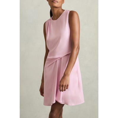 Reiss Short Drape Dress Pale Pink Size: 6 | Mini Dresses Outlet | Dames | Roze