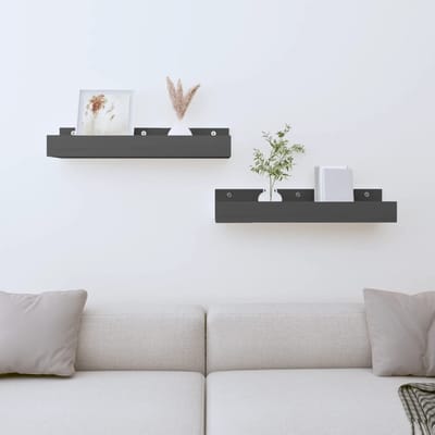 vidaXL - Wandschappen - 2 - st - 50x12x9 - cm - massief - grenenhout - grijs