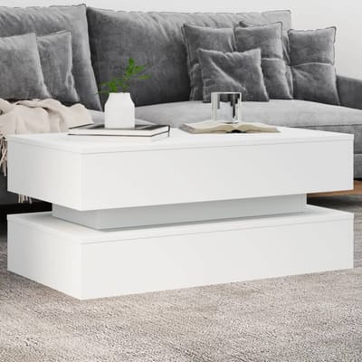 vidaXL - Salontafel - met - LED-verlichting - 90x50x40 - cm - wit