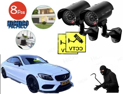 Fake camera voor binnen en buiten – Dummy camera (8 pack) – Nep camera - CCD Dummy Camera - Beveiligingscamera - Fake Outdoor Nepcamera - Nep Security Cam met rood knipperend led indicator voor binnen en buiten