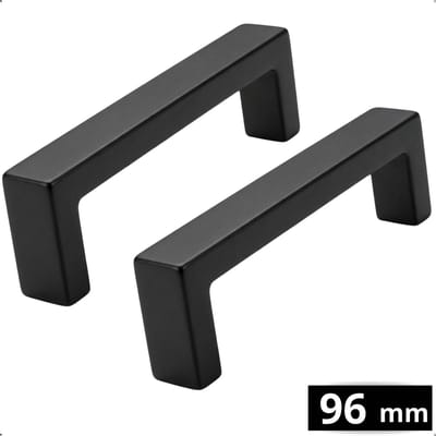 2X Handgreep 96mm Mat Zwart RVS – Set Greepjes - Handgreep - Handgrepen keukenkastjes - Handvatten - Meubelgreep Zwart - Handgrepen voor deurtjes
