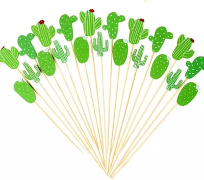 Akyol - partyprikkers | satéprikkers |Feestje - Verjaardag - cocktailprikkers - Feest prikkers| cocktailprikkers | 20 stuks – Groen – Woestijn – Cactus – Planten