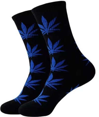 CHPN - Wiet sokken - Weed socks - Cadeau - Sokken - Blauw/Zwart - Unisex - One size - 36-46