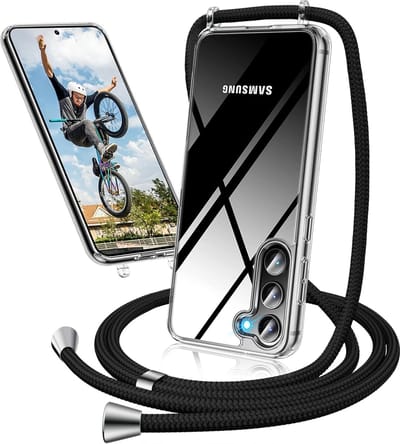 Casemania Hoesje Geschikt voor Samsung Galaxy A26 - Transparant - Siliconen Back Cover met Koord - Telefoonhoesje met Koord - Crossbody Lanyard Cord Case