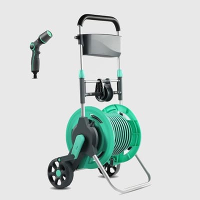 Slanghaspel Op Wielen - Mobiele Trolley - Gazon Water Geven - Met Slanggeleider - 50 Meter - Water Gun-3