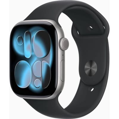 Apple Watch Series 11, 46 mm, GPS + Cellular, Aluminium, Sportband S/M, Grijs (Zwart)