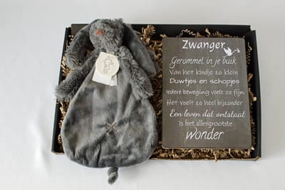 Brievenbus cadeau Richie Rabbit Dark Grey -Happy horse - cadeau zwangerschap - kraamcadeau - cadeau baby