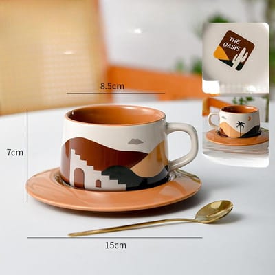 Retro Design Niche Koffiekop Schotel Set voor Dames Persoonlijk Keramiek Frans Afternoon Tea Kop Cadeauverpakking 220ml