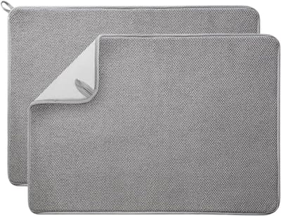 Afdruipmat Keuken - Microvezel Mat - Snel Drogen - Waterabsorberend Ontwerp - 40x30cm - Grijs
