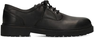 Manfield - Heren - Zwarte leren veterschoenen - Maat 40