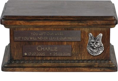 Maine Coon - Houten urn voor hondenas met persoonlijke gravure
