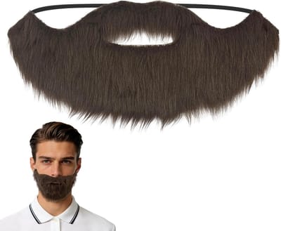 Realistische Bruine Pluche Nepbaard voor Mannen | Zacht Faux Bont met Elastische Band | Perfect voor Halloween, Cosplay en Kostuumfeesten