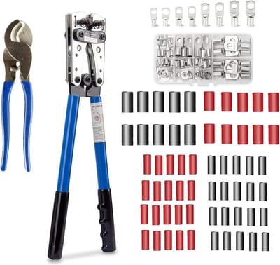 Krimptang Set - Adereindhulzen Tang - Elektrische Werkzaamheden - Professioneel Gereedschap - 6-50 mm² - Zwart