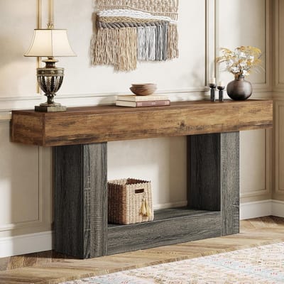 Tribesigns - Consoletafel - Dressoirtafel - Industrieel - Bijzettafel - Hout - Zwart/Bruin - 160 x 30 x 82 cm