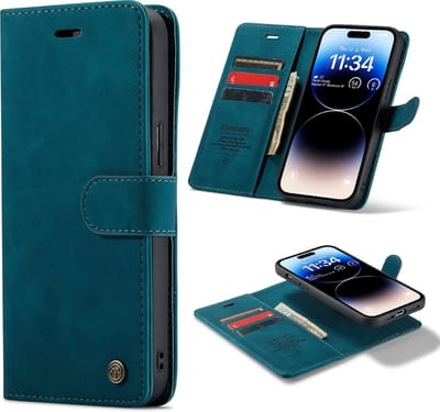 Casemania - Bookcase 2-in-1 hoesje - iPhone 15 Pro - Groen