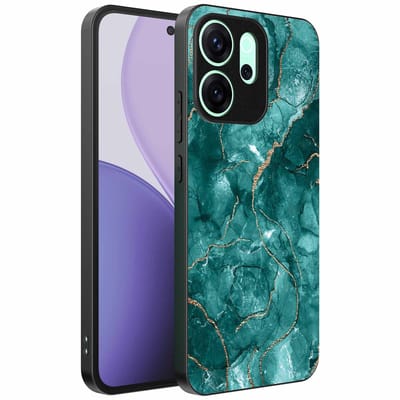 Geschikt voor Oppo Reno 14 F Telefoonhoesje met marmer opdruk - TPU backcover case marble design - Goud Groen - Smartphonica geschikt voor Oppo Reno 14 F
