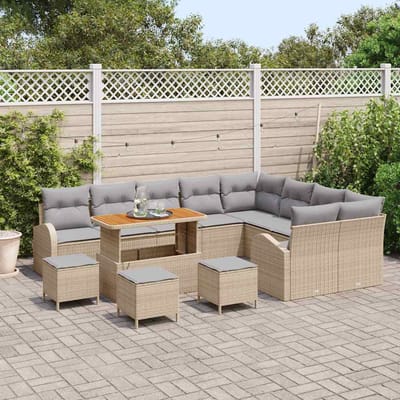 vidaXL - Tuinbank - Set - 13 - st - 12-Aantal - zitplaatsen - Beige - en - Lichtgrijs