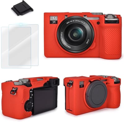 Accessoire Kit voor Camera met Textuur Silicone Beschermhoes en LCD Schermbeschermer [2 Packs] & Hotshoe Cover voor optimale bescherming