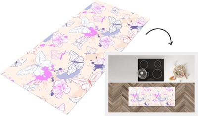 Keukenloper - Loper keuken - Vlinder - Patronen - Bloemen - 120x50 cm - Keukenloper vinyl