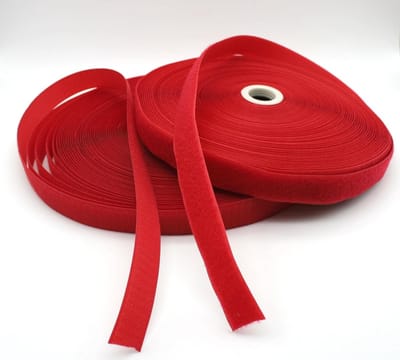 Dailygoods - Klittenband om te naaien, Rood, 25 m lang, 25 mm breed, Sterke haak- en lusband