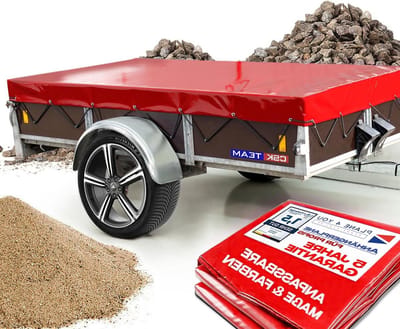 Aanhangwagenplane - Afdekzeil Trailer - Transport Beschermen - Geproduceerd in Duitsland - 211 x 119 x 6 cm - rood