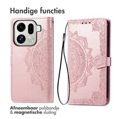 imoshion Hoesje - Geschikt voor Oppo Find X9 Pro - Mandala Bookcase - Rosé Goud