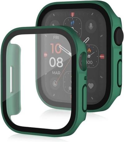 By Qubix - Hard case 41mm - Groen - Geschikt voor Apple Watch 41mm hoesje - screenprotector - Bescherming iWatch - Bescherm hoesje