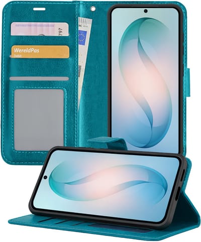 Hoesje - Geschikt voor Samsung Galaxy S26 - Luxe Bookcase - Walletcase Hoes - Portemonnee - Cover - Telefoonhoes - Turquoise