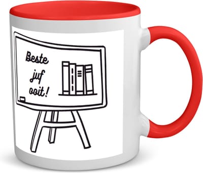 Akyol - beste juf ooit koffiemok - theemok - rood - Juf - juf - leraar - 350 ML inhoud