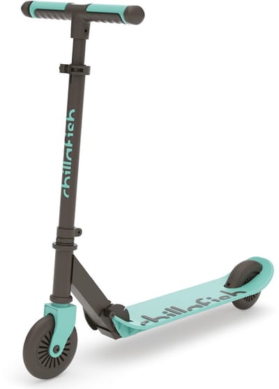 Chillafish Kinderstep jongen en meisje vanaf 5 jaar met voetrem - Blauw Groen - Step met verstelbaar stuur - Opvouwbaar en lichtgewicht met ABEC-5 wielen - Model Flexxi