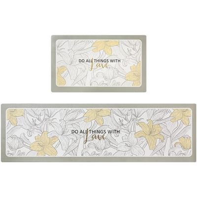Tapis de cuisine nordique long en polyuréthane imperméable et résistant à l'huile, tapis de sol lavable pour la maison, antidérapant, en cuir, fournitures de cuisine, décoration 45x75cm  17x29inch white