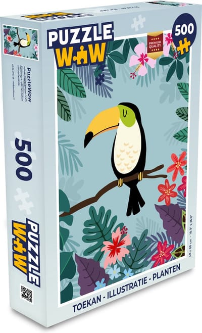 Puzzel Toekan - Planten - Bloemen - Kinderen - Dieren - Kids - Legpuzzel - Puzzel 500 stukjes