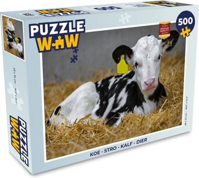 Puzzel Koe - Stro - Kalf - Dier - Legpuzzel - Puzzel 500 stukjes