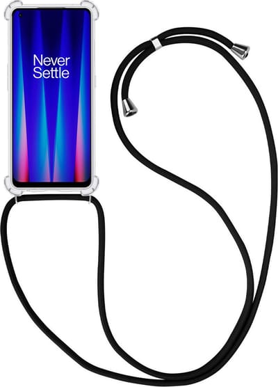 Hoesje - Geschikt voor OnePlus Nord CE 2 - Met Koord - Shock Proof - Siliconen Case - Telefoonkoord - Back Cover - Telefoon Hoes Shockproof - Telefoonketting - Telefoonhoes - Transparant